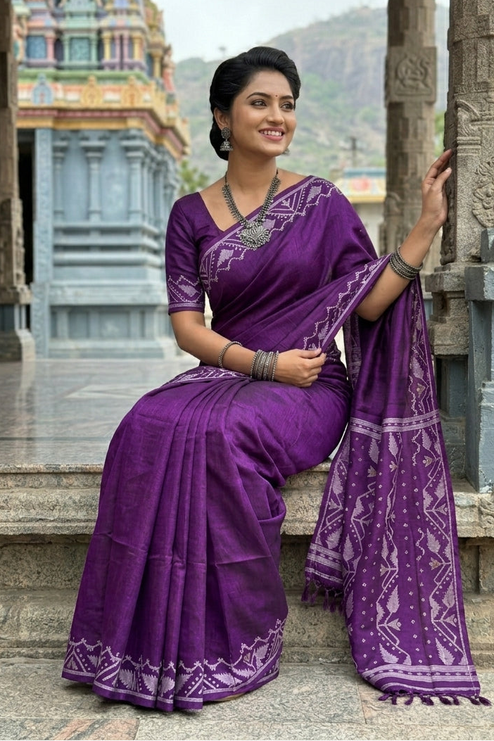 Pother Panchali Gachi Tussar Jamdani Saree