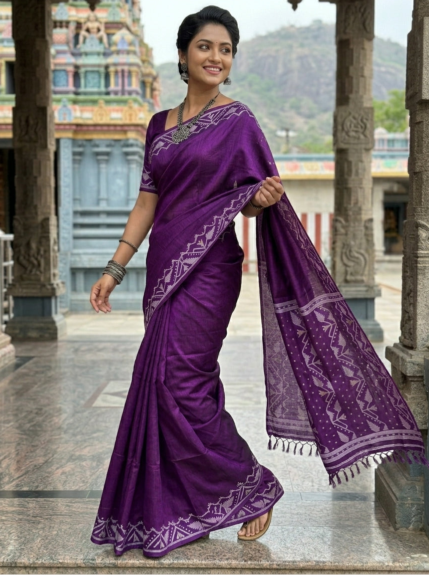 Pother Panchali Gachi Tussar Jamdani Saree