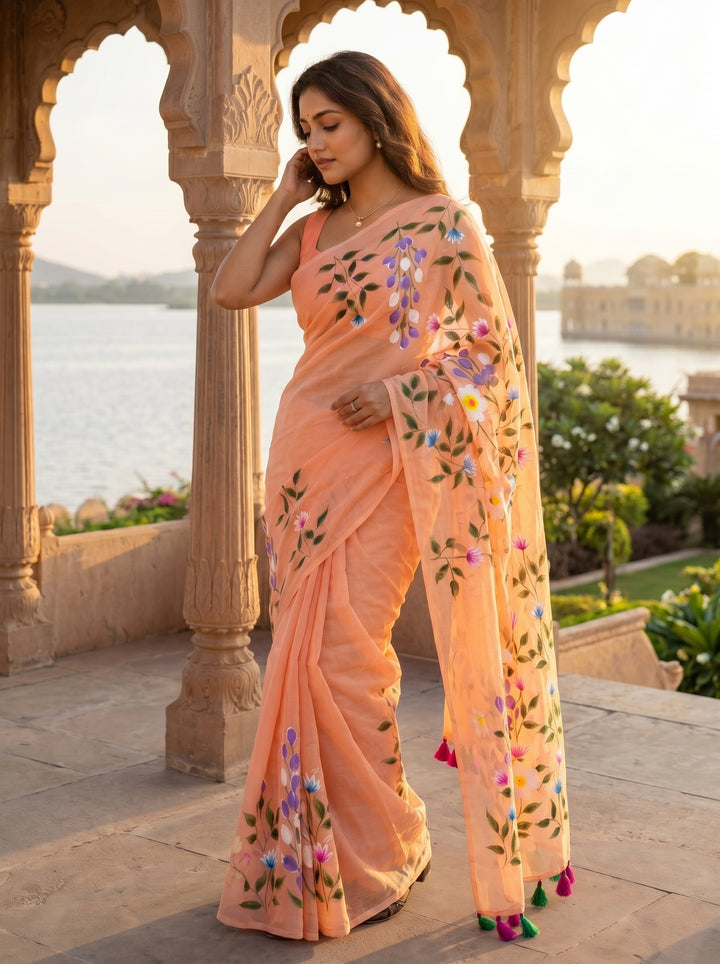 Wildflower Whisper Mul Cotton Saree