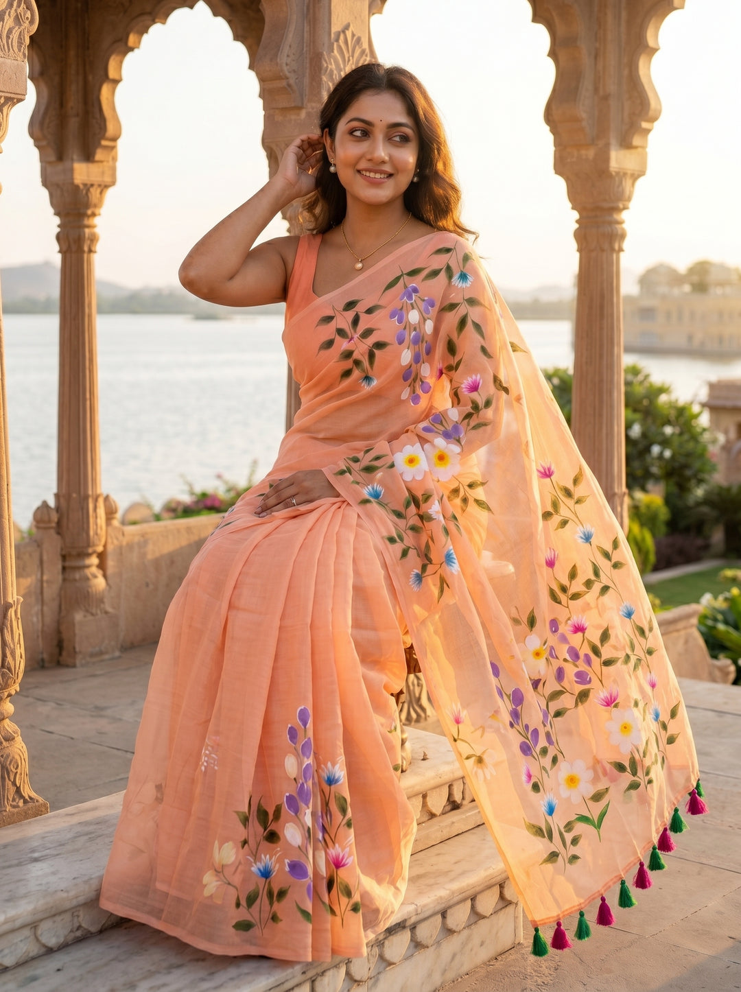Wildflower Whisper Mul Cotton Saree