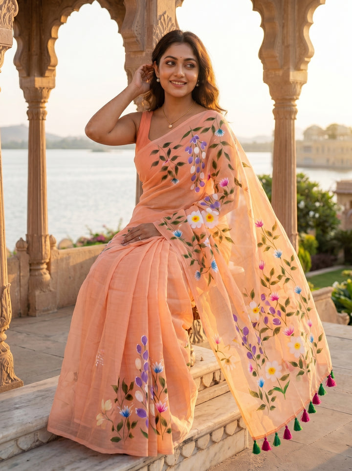 Wildflower Whisper Mul Cotton Saree