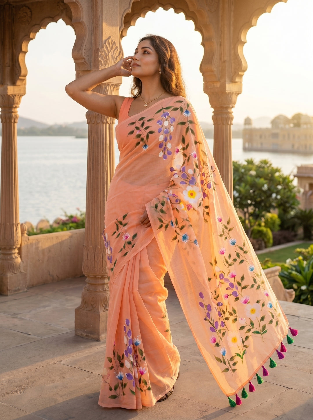 Wildflower Whisper Mul Cotton Saree