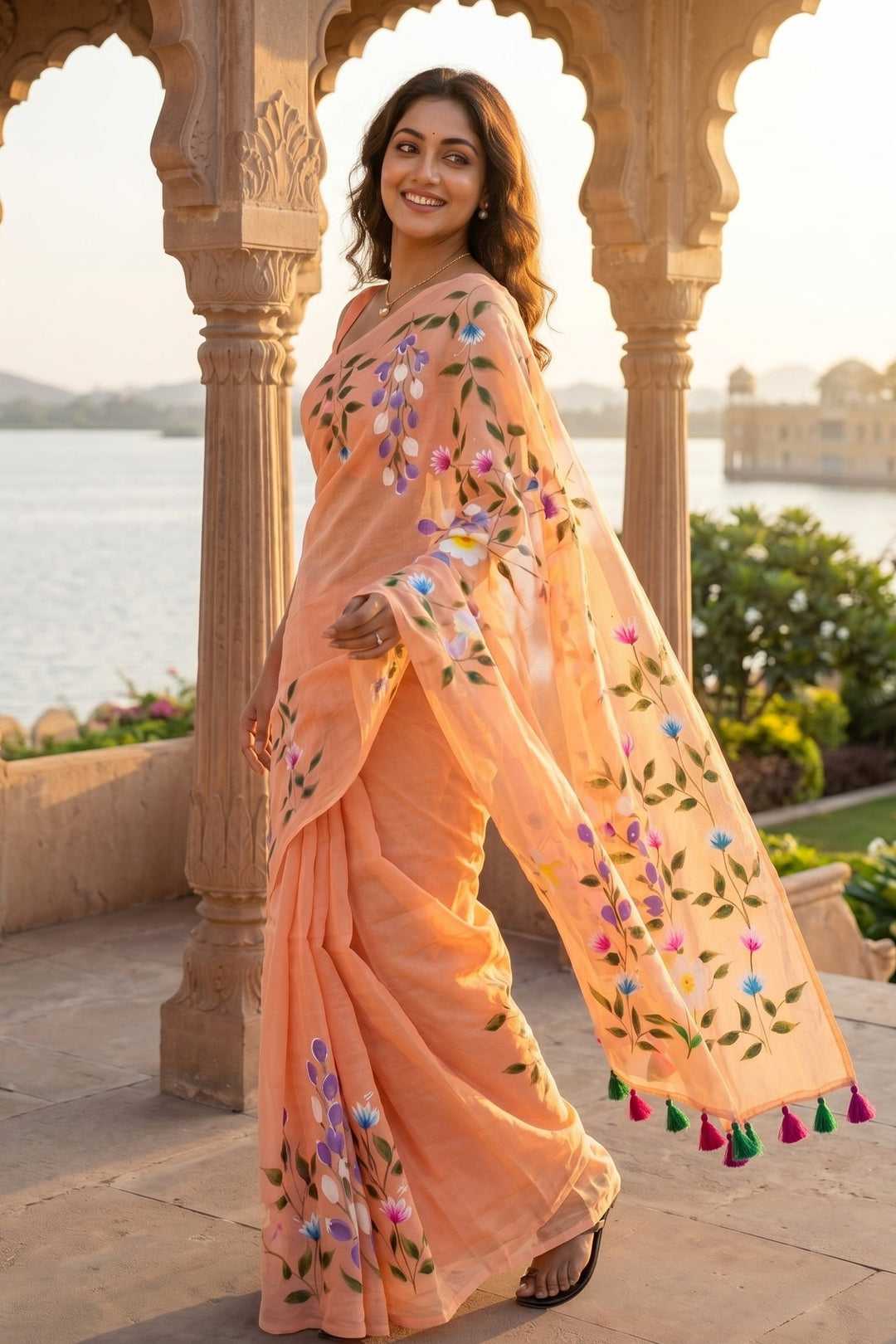 Wildflower Whisper Mul Cotton Saree