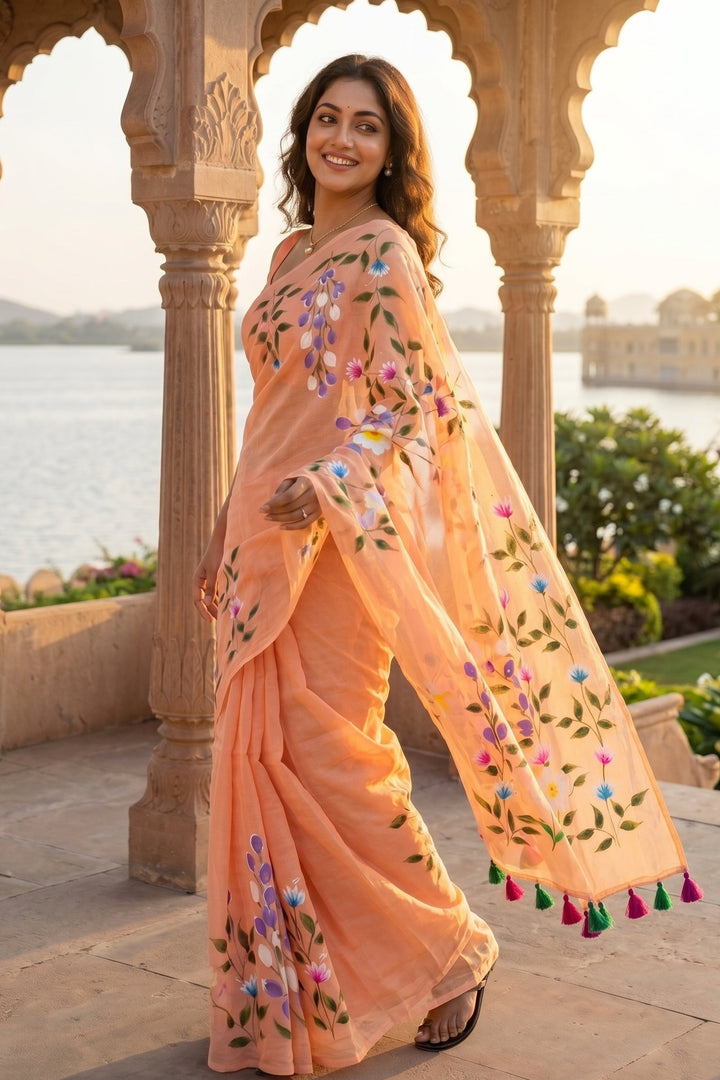 Wildflower Whisper Mul Cotton Saree