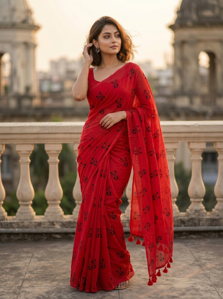 Little Panda Tale Mul Cotton Saree