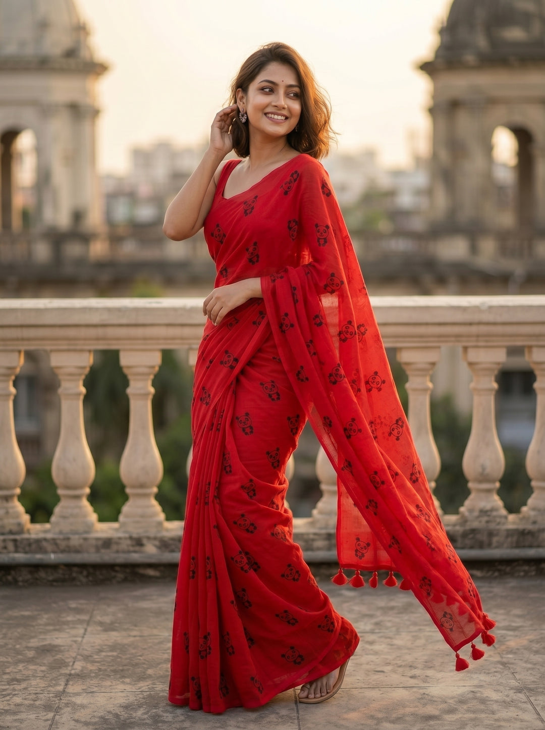 Little Panda Tale Mul Cotton Saree