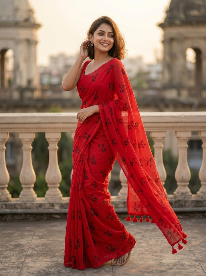 Little Panda Tale Mul Cotton Saree