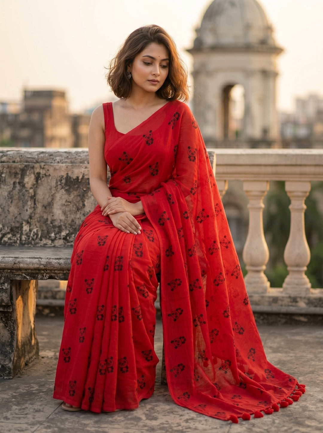 Little Panda Tale Mul Cotton Saree