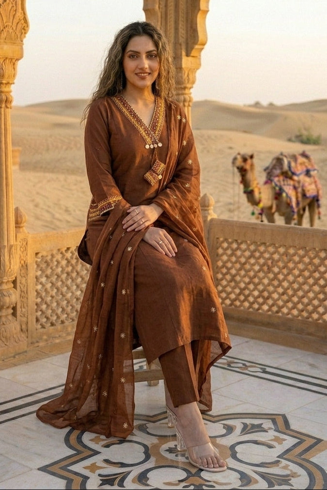 Desert Blush Cotton Kurti Set