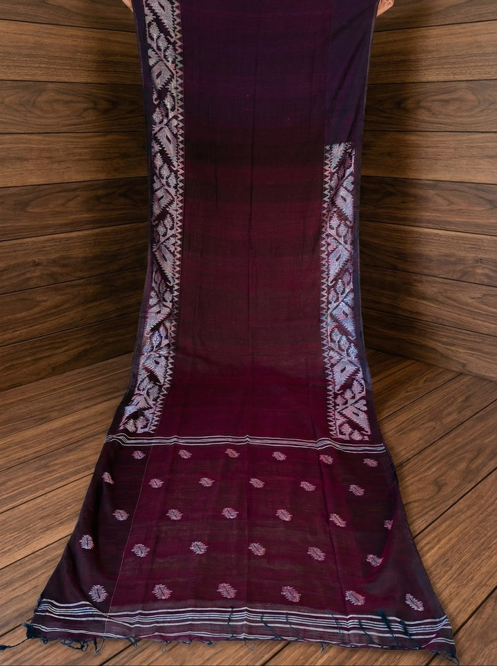 Sesher Bela Karat Linen Jamdani Saree