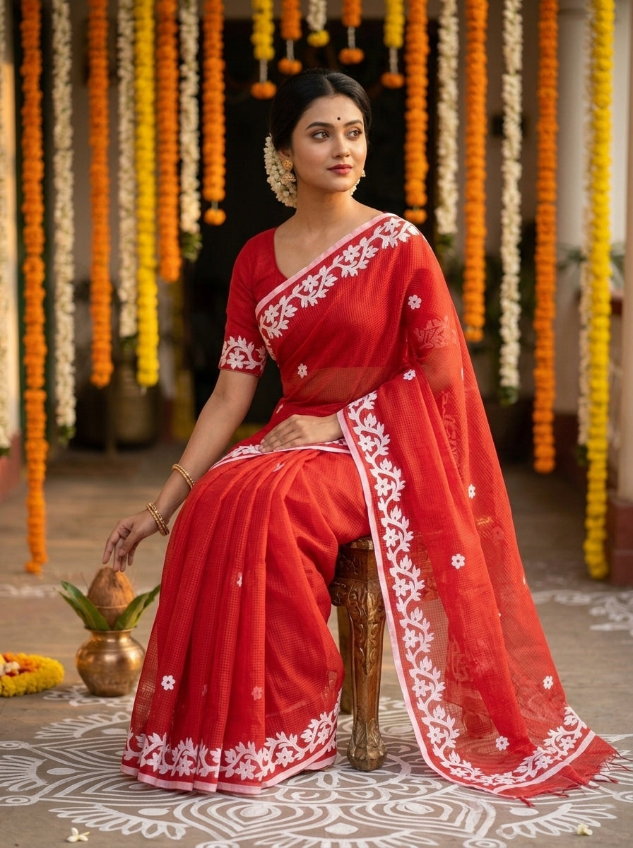 Hridoy rekha Kota Applique Saree