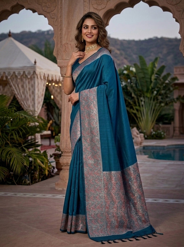 The Sovereign Scarlet Banarasi Semi Katan Silk Saree