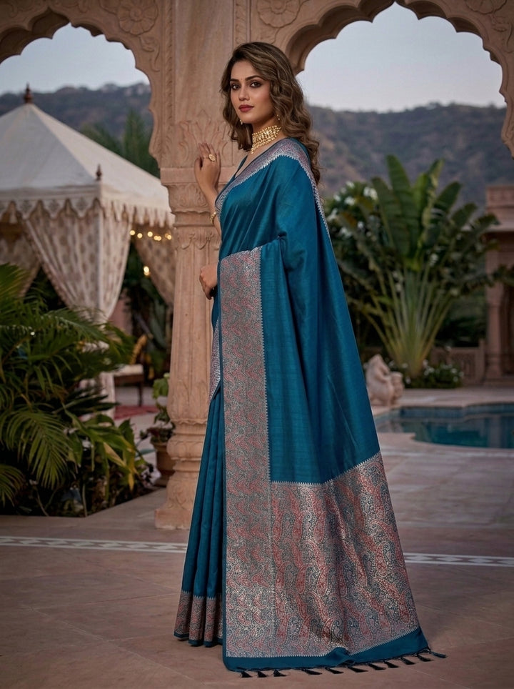 The Sovereign Scarlet Banarasi Semi Katan Silk Saree