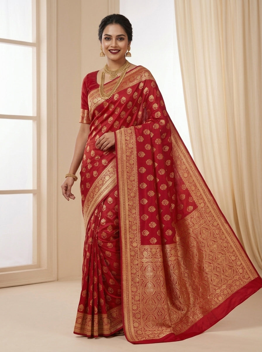 Queen's Legacy Banarasi Semi Katan Silk Saree