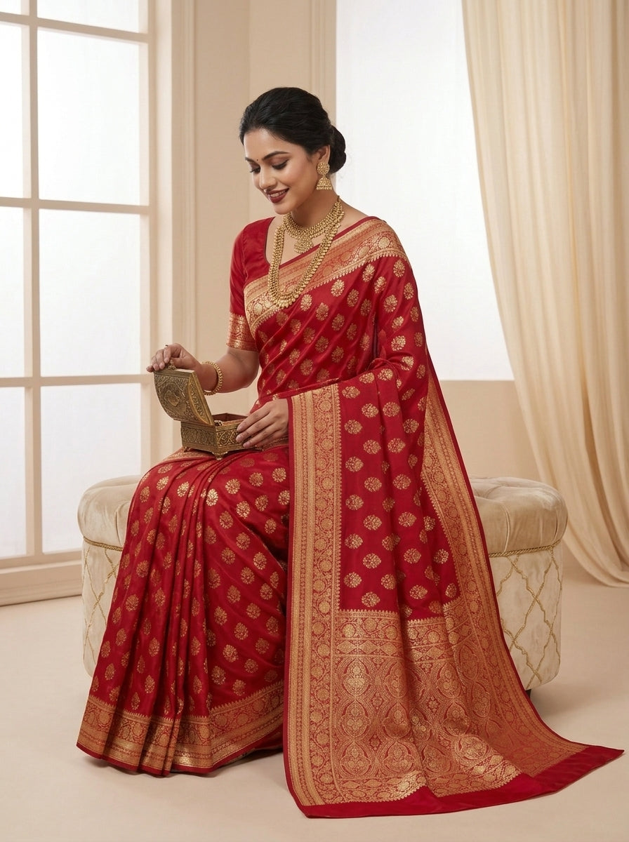 Queen's Legacy Banarasi Semi Katan Silk Saree