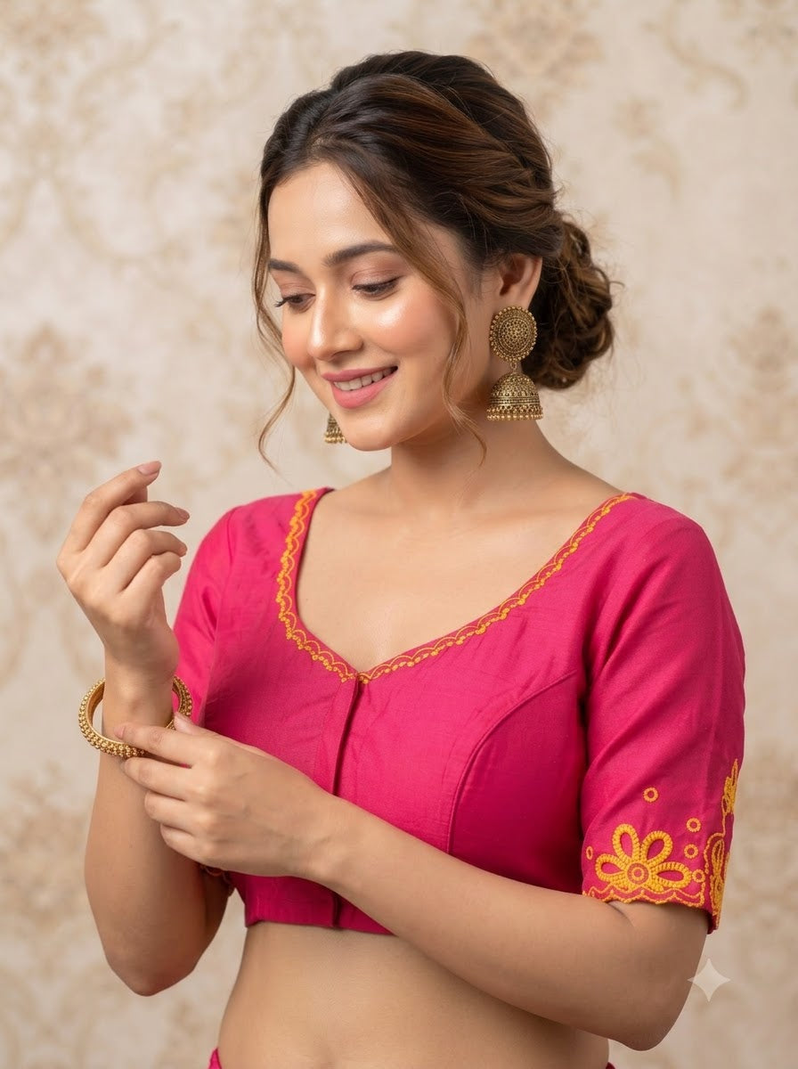 A Crown of Petals Cotton Embroidered Blouse
