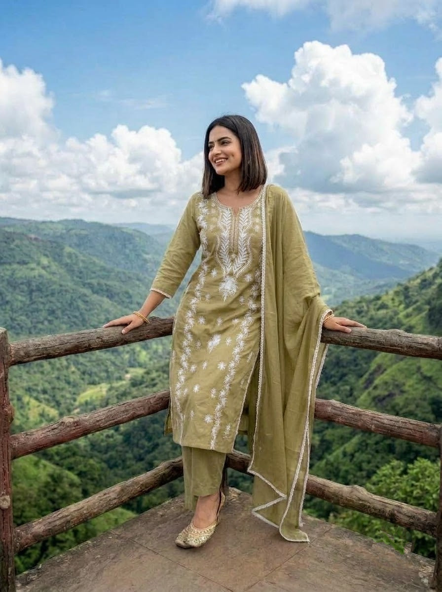 The One and Only - Chikankari Embroidered Cotton Kurti Set