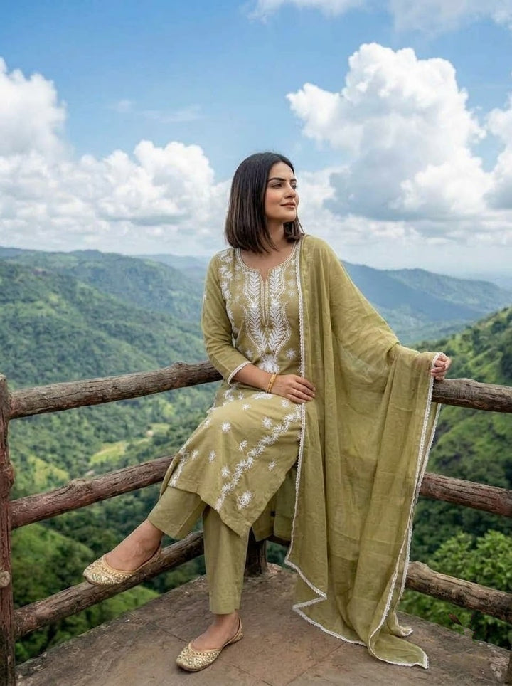 The One and Only - Chikankari Embroidered Cotton Kurti Set