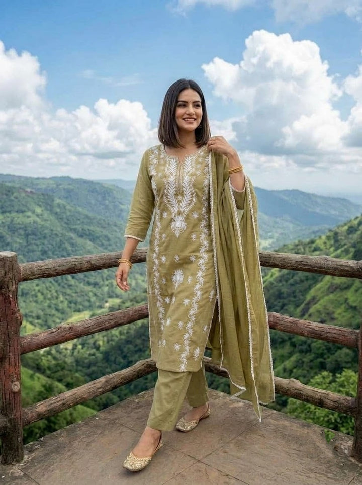The One and Only - Chikankari Embroidered Cotton Kurti Set