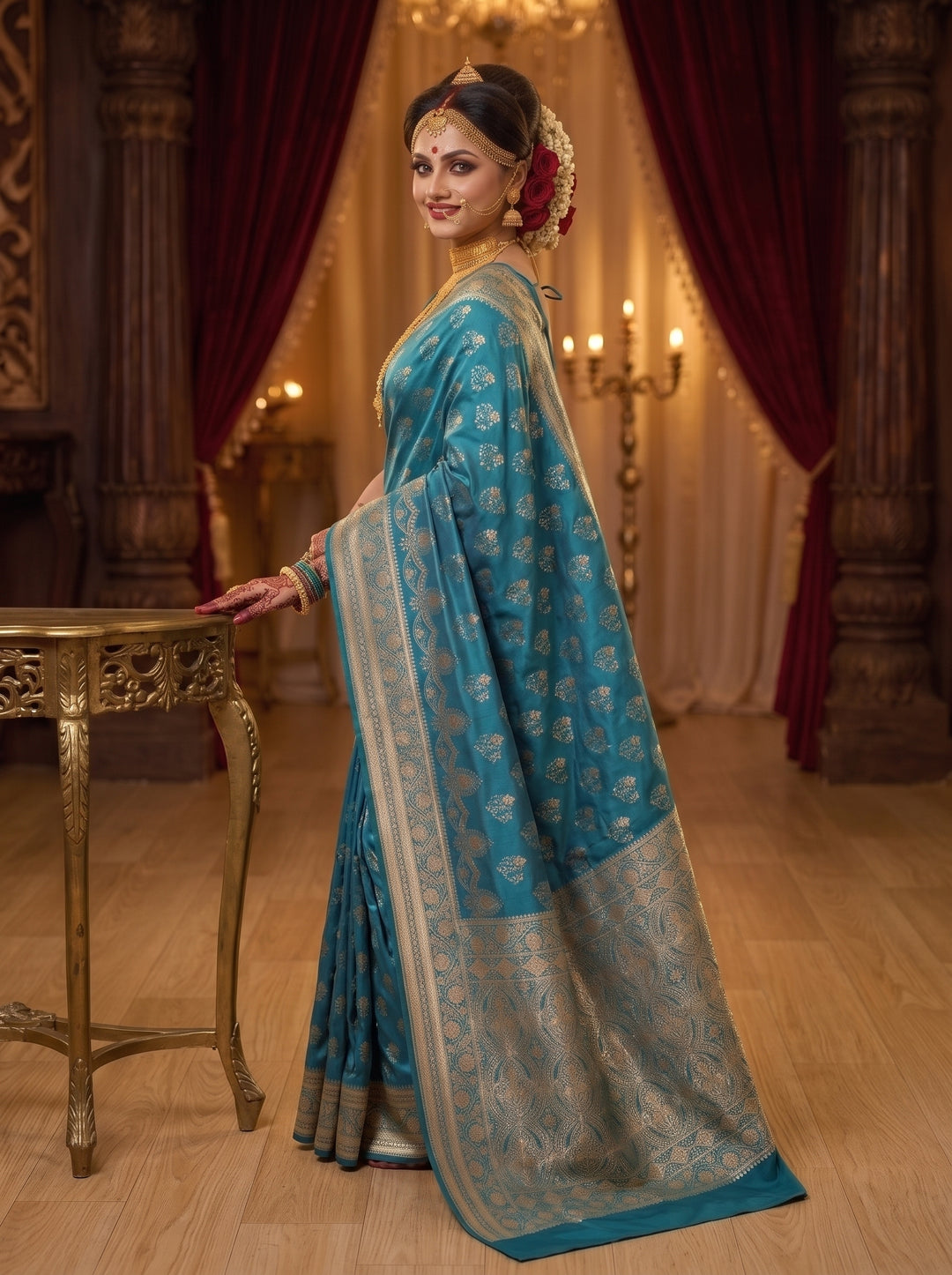 Queen's Legacy Banarasi Semi Katan Silk Saree