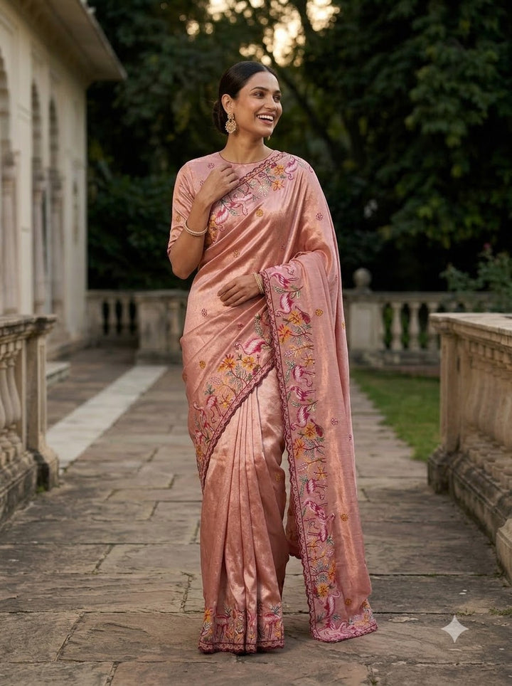 Symphony of Feathers Satin Silk Saree