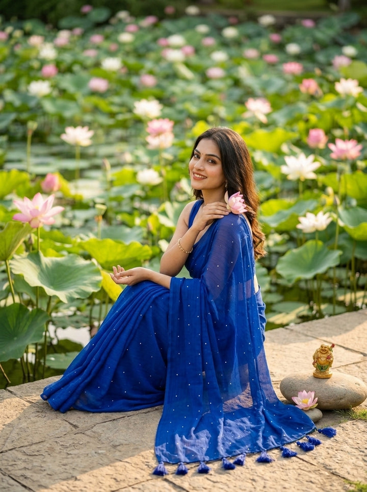 Kumkum Kavya  Khadi Cotton Sequence Saree
