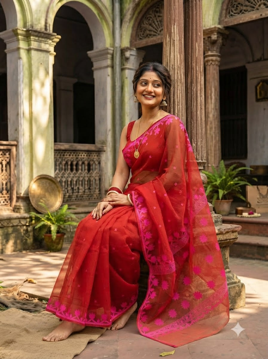 Uro Chithi Dhakai Jamdani Saree