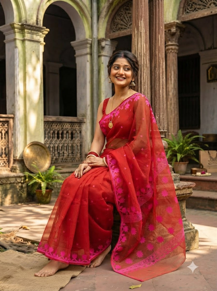 Uro Chithi Dhakai Jamdani Saree