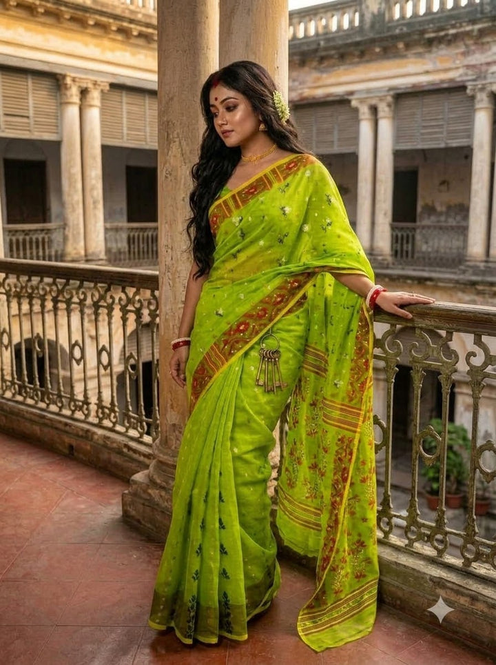 Shonarika Bengal Jamdani Saree With Stone Work