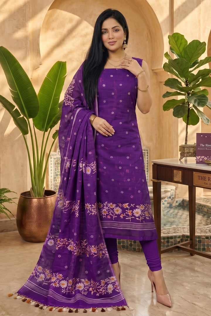 Krishnakoli Cotton Silk Unstitched Dress Material (Kurti Piece and Dupatta)
