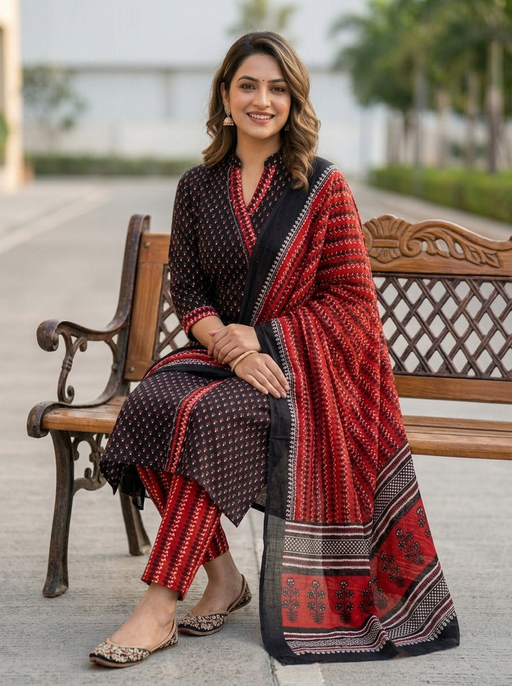 Breath Taking Angrakha Style Designer Kurti Set