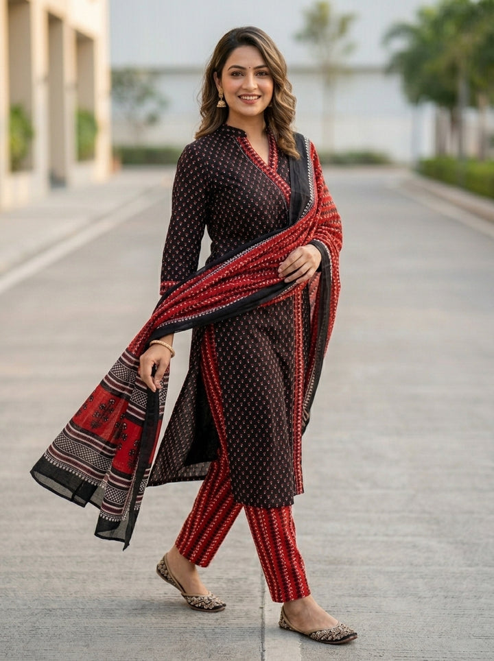 Breath Taking Angrakha Style Designer Kurti Set