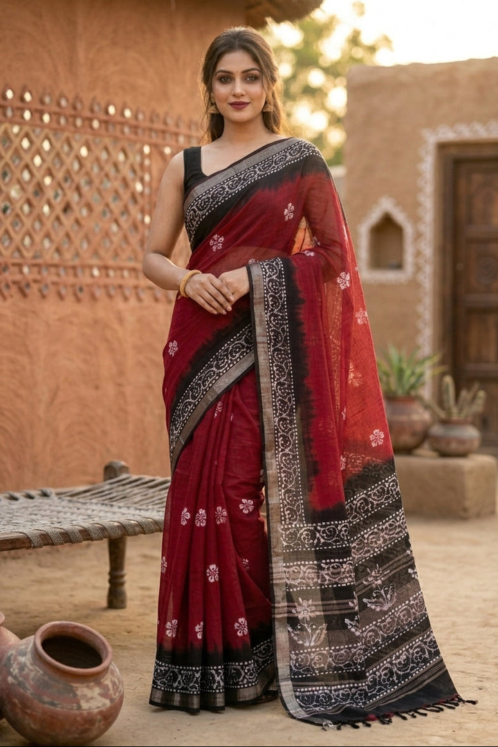 Ronger Porosh (রঙের পরশ) Cotton Linen Saree