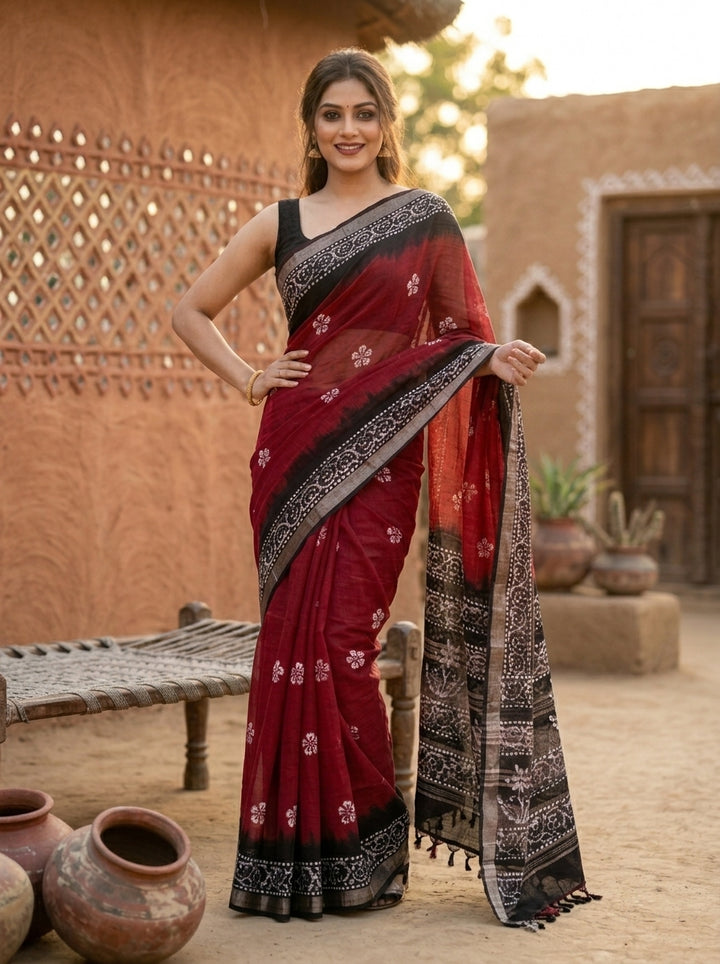 Ronger Porosh (রঙের পরশ) Cotton Linen Saree