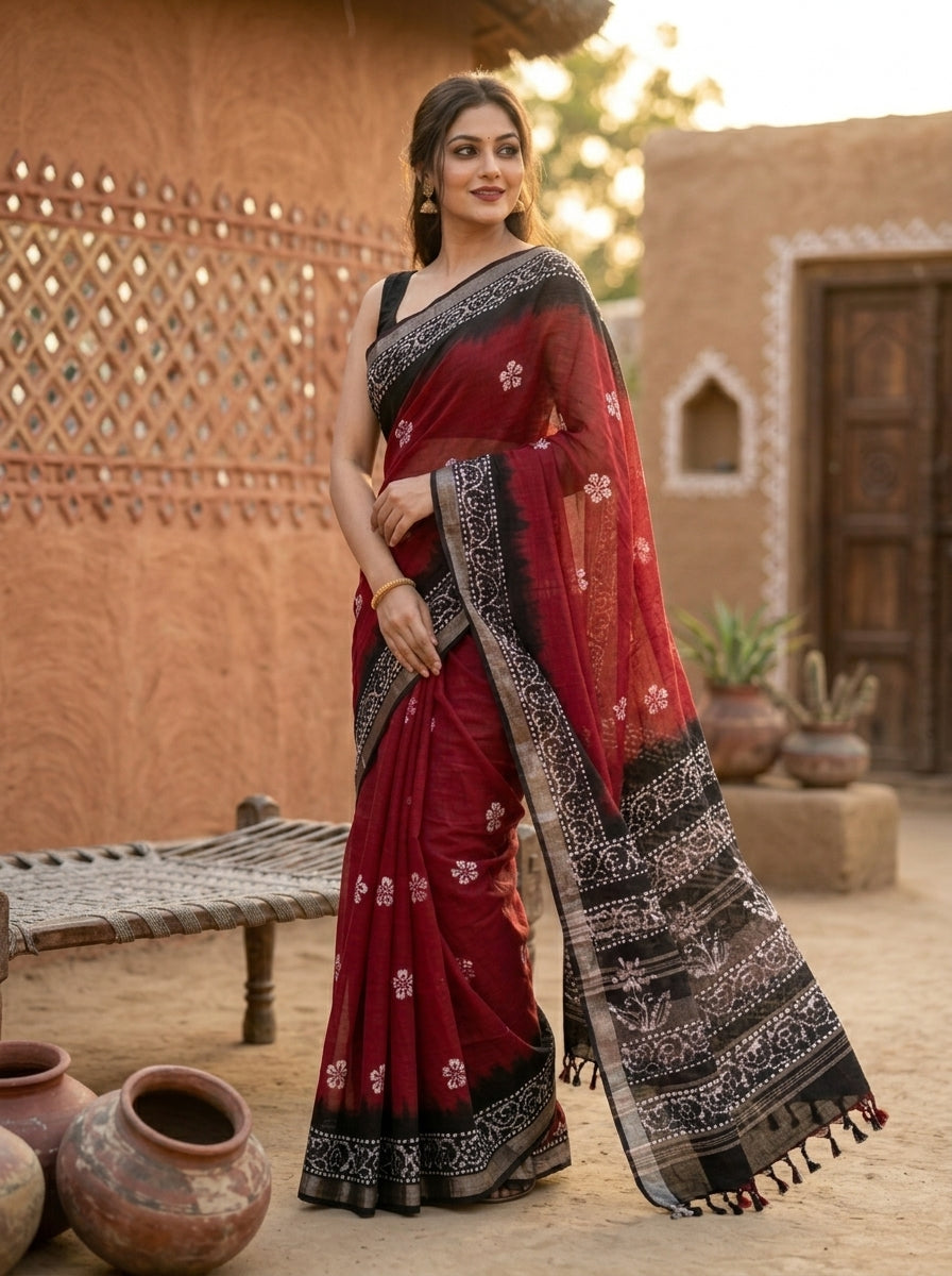 Ronger Porosh (রঙের পরশ) Cotton Linen Saree