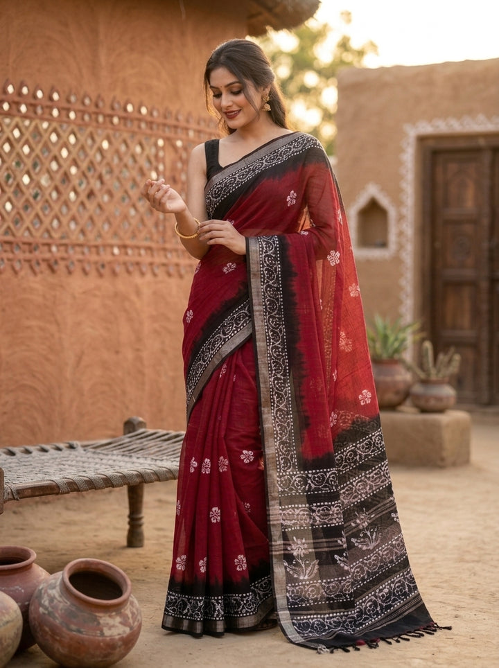 Ronger Porosh (রঙের পরশ) Cotton Linen Saree