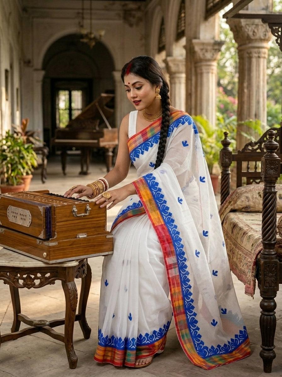 Aloklata Cotton Kota Applique Saree