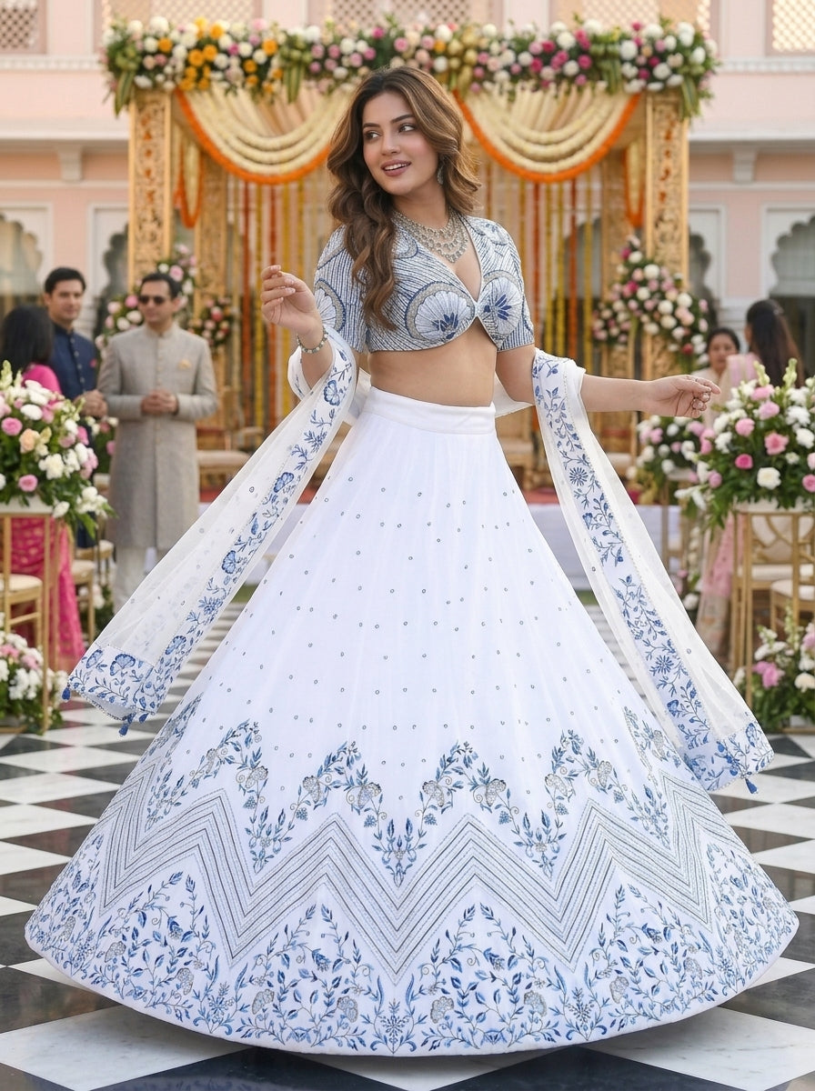 Porcelain Princess Satin Lehenga
