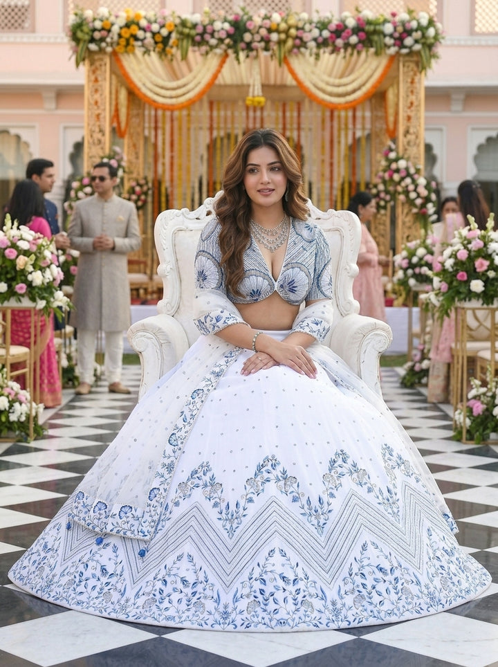 Porcelain Princess Satin Lehenga