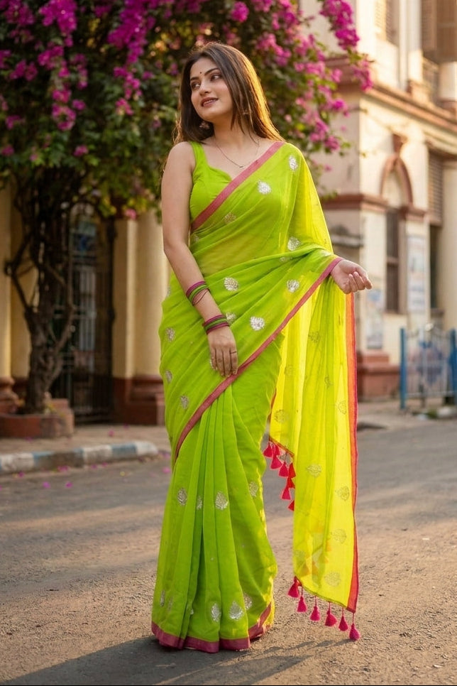 Mandarin Muse Mul Cotton Saree