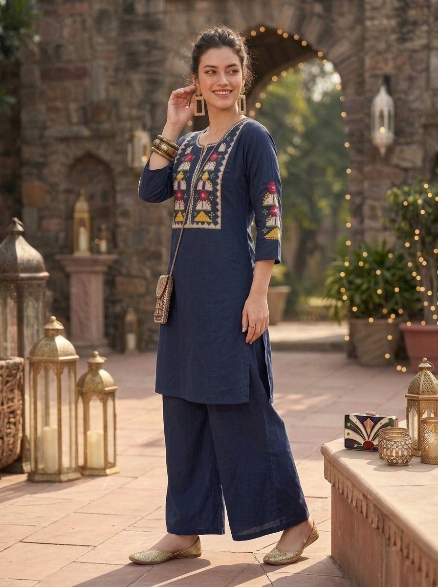 Celestial Charm Cotton Kurti Set