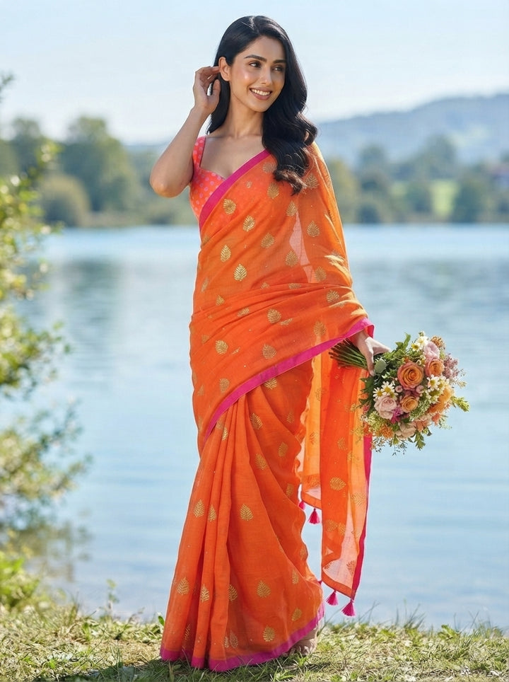 Mandarin Muse Mul Cotton Saree
