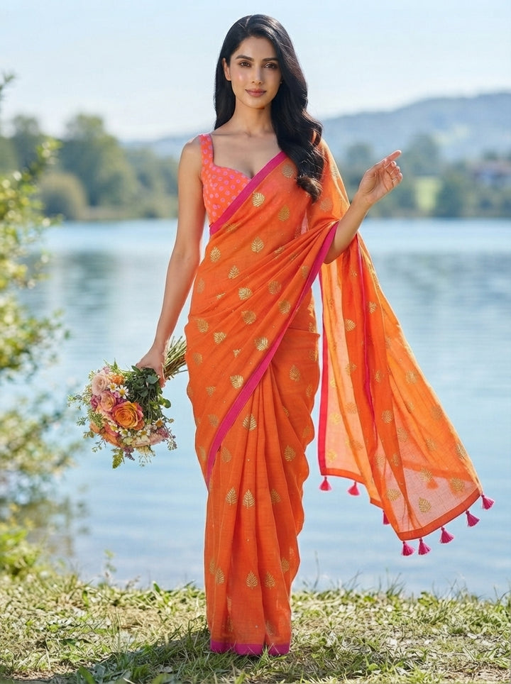 Mandarin Muse Mul Cotton Saree