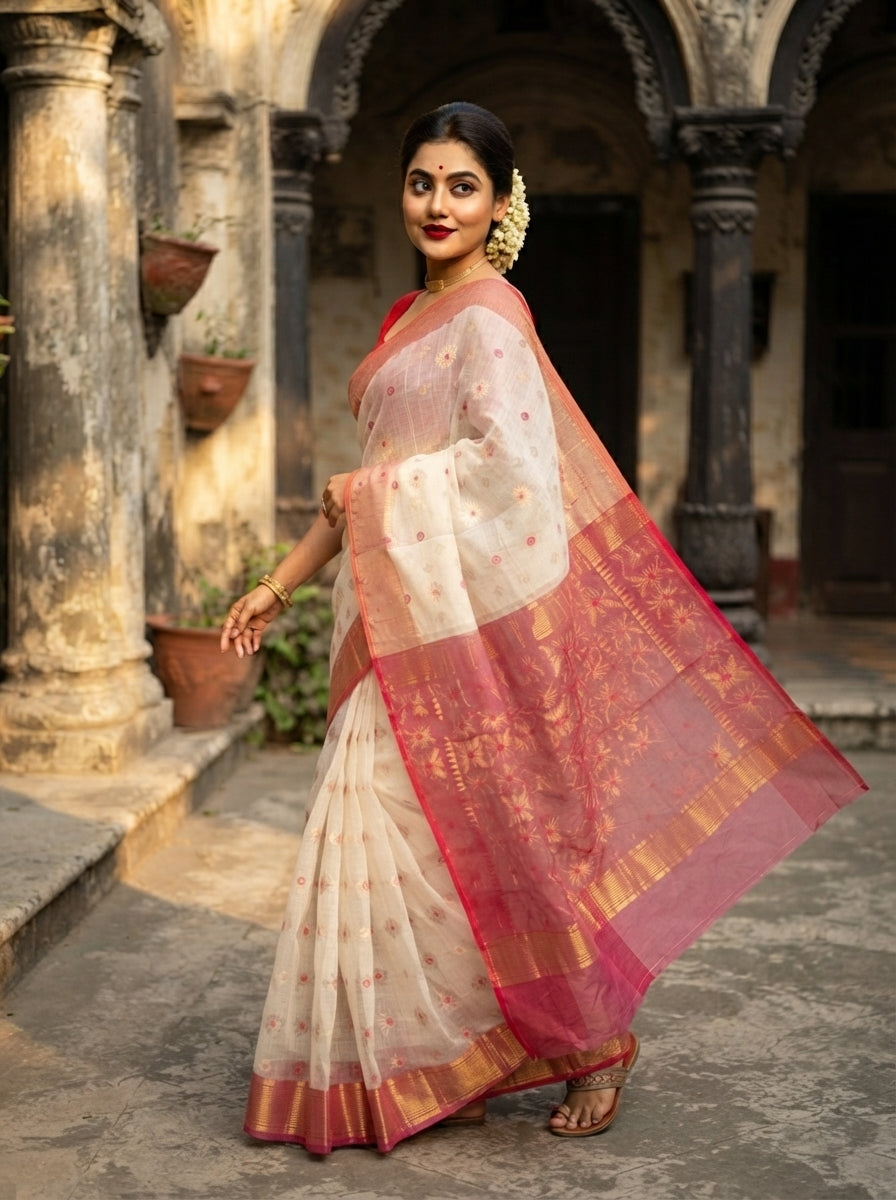Bibhuti Dhakai Jamdani Saree