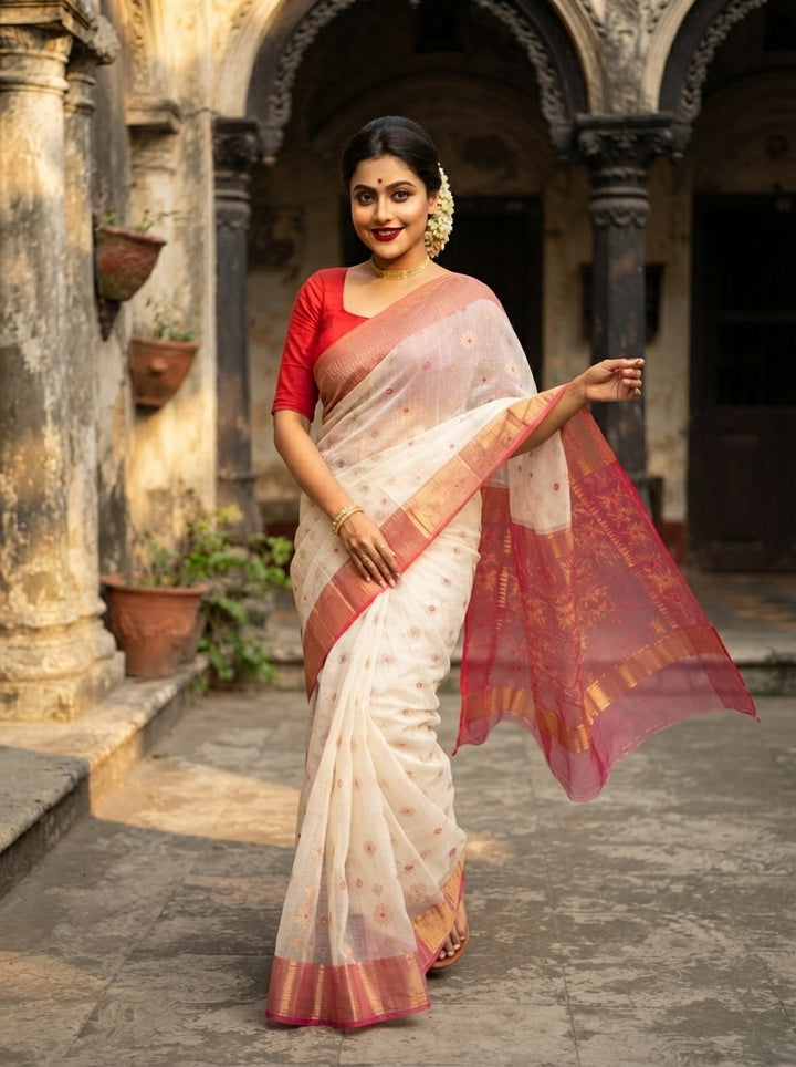 Bibhuti Dhakai Jamdani Saree