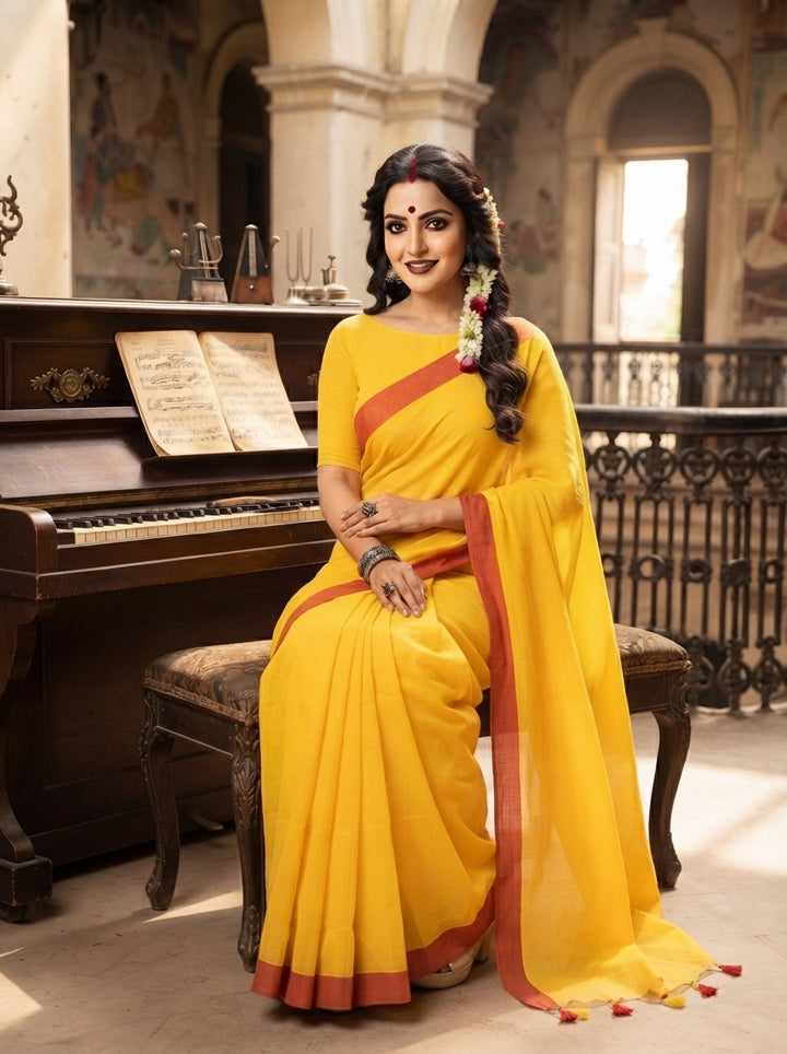 Sun Moon - Khadi Cotton Saree( Bengal Handloom)