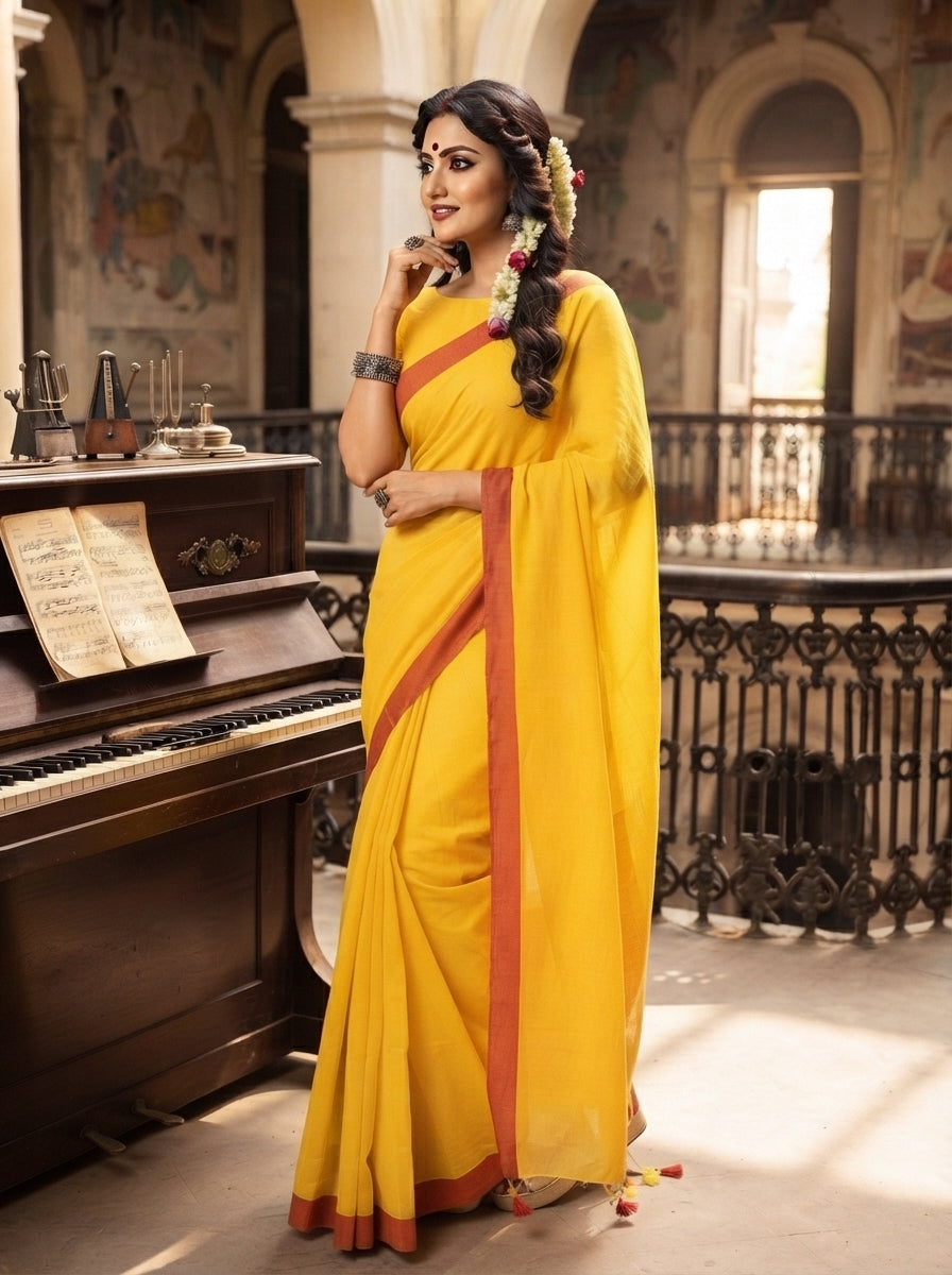 Sun Moon - Khadi Cotton Saree( Bengal Handloom)