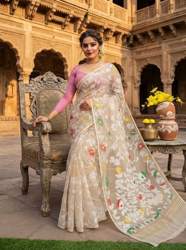 Kanan- A Beautiful World Jamdani Cotton Saree