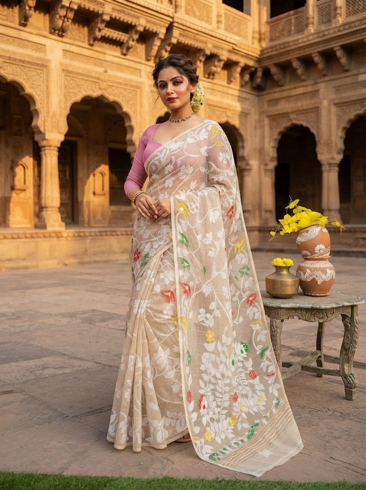 Kanan- A Beautiful World Jamdani Cotton Saree