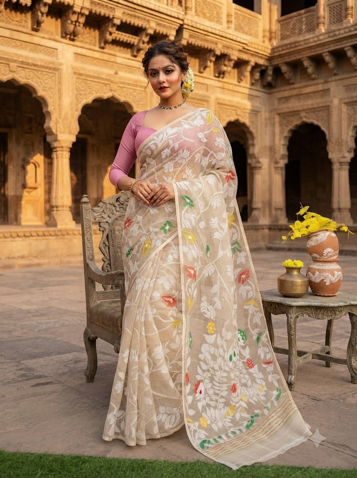 Kanan- A Beautiful World Jamdani Cotton Saree